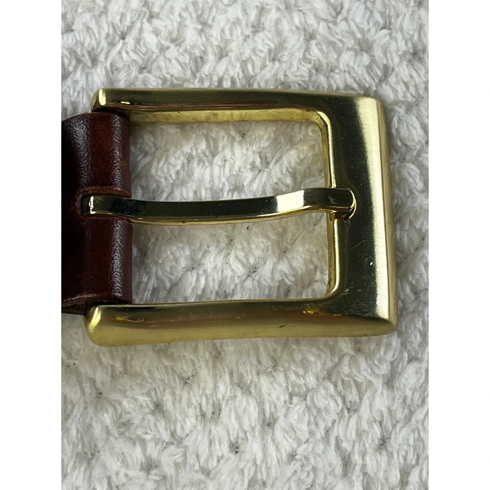 Mens Brown Leather Braided Belt Woven Cord Gold Buckle Size 36 Made in Argentina